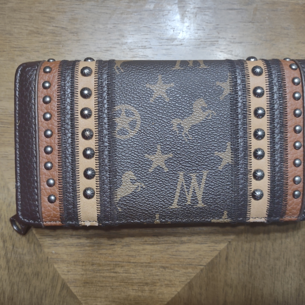 Montana West Brown and Tan Studded Wallet